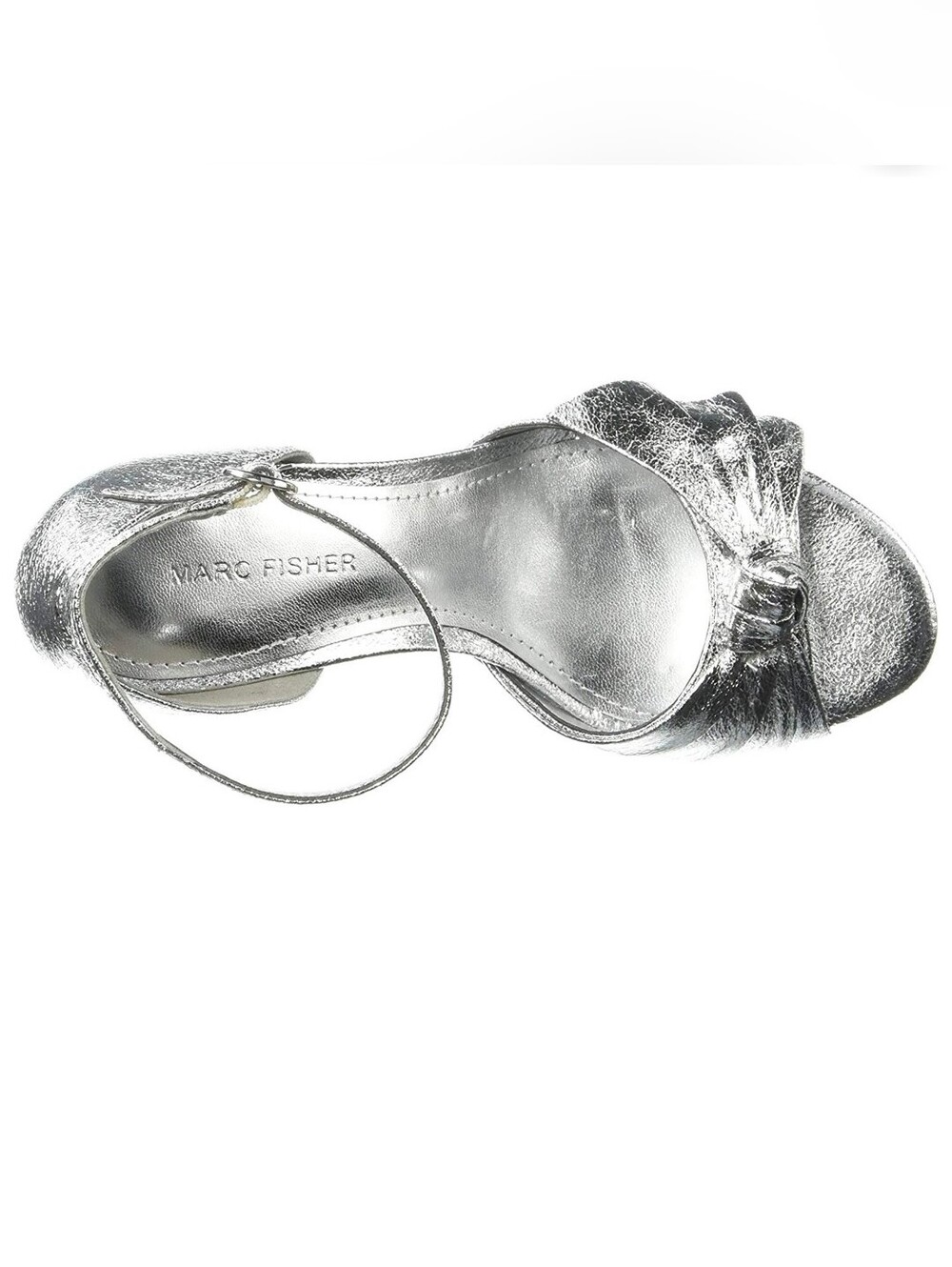 New Marc Fisher Silver Metallic Ankle-Strap Peep-Toe Heel - Picture 4 of 7